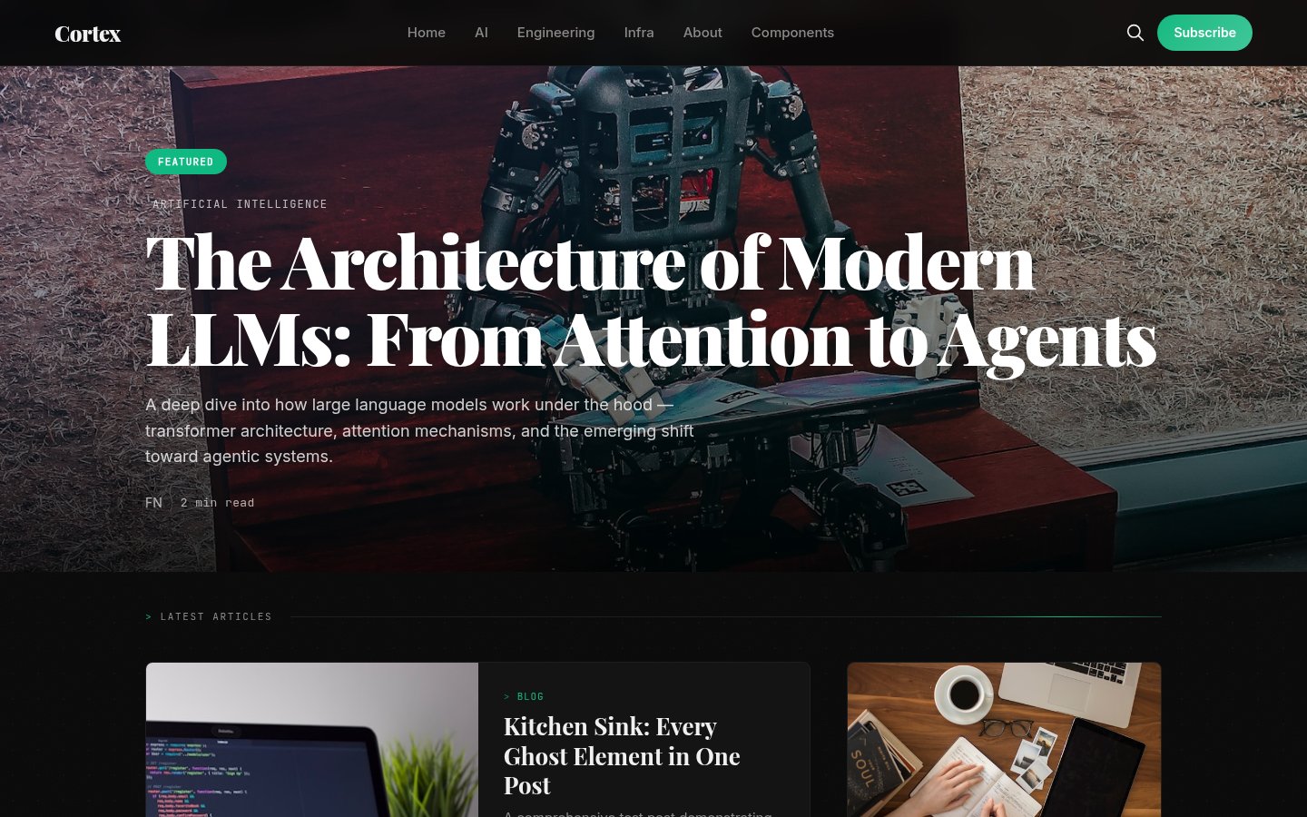 Cortex — Homepage (desktop)