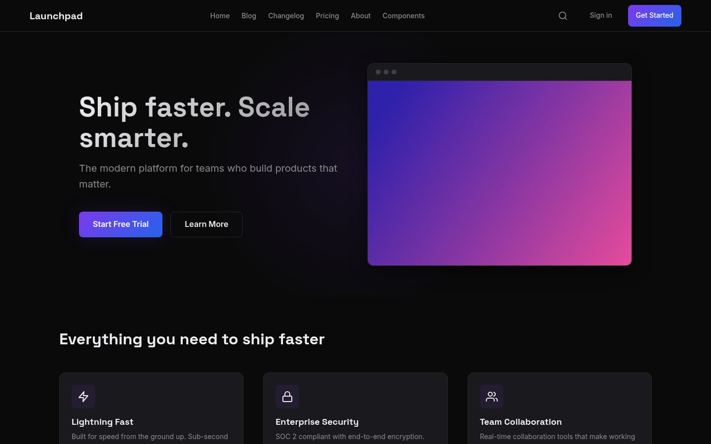 Launchpad — Homepage (desktop)